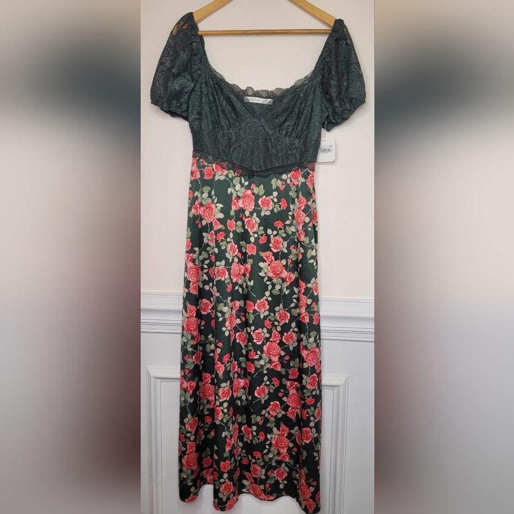 Altard State Floral Green and Pink Dress